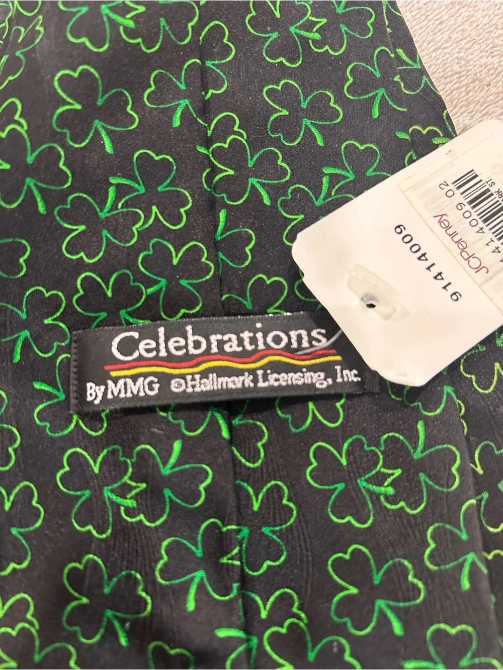 Hallmark Celebration Black with Shamrock St. Patrick's Day Silk Tie NWT
